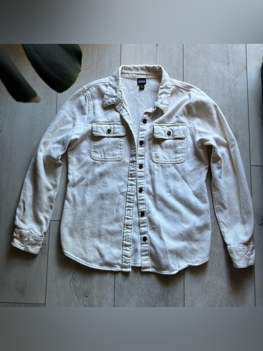 Patagonia Fjord Flannel Shirt Women's  Ivory Natural Organic Cotton - Sz Medium